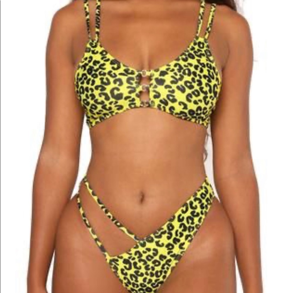 Neon yellow leopard print bikini - BRAND NEW NEVER WORN (Boutique)